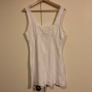 Princess Polly Babydoll Square Neck Lace Details & Lined White Mini Dress 10 M